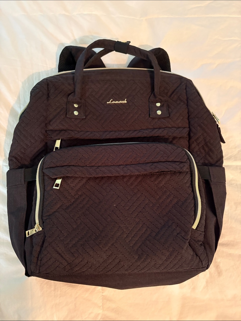 Lounach Black Quilted Laptop Backpack
